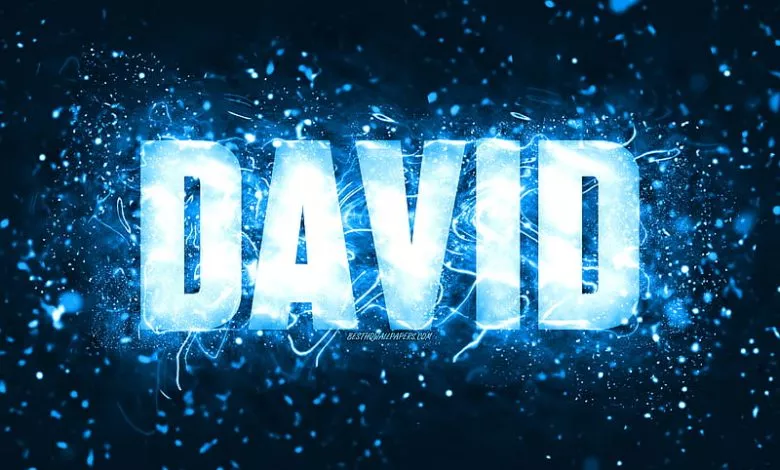 Hd Wallpaper Happy Birtay David Blue Neon Lights David Name Creative David Happy Birtay David Birtay Popular American Male Names With David Name David